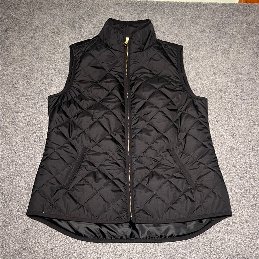 Old Navy Black Quilted Vest with Gold Accents
